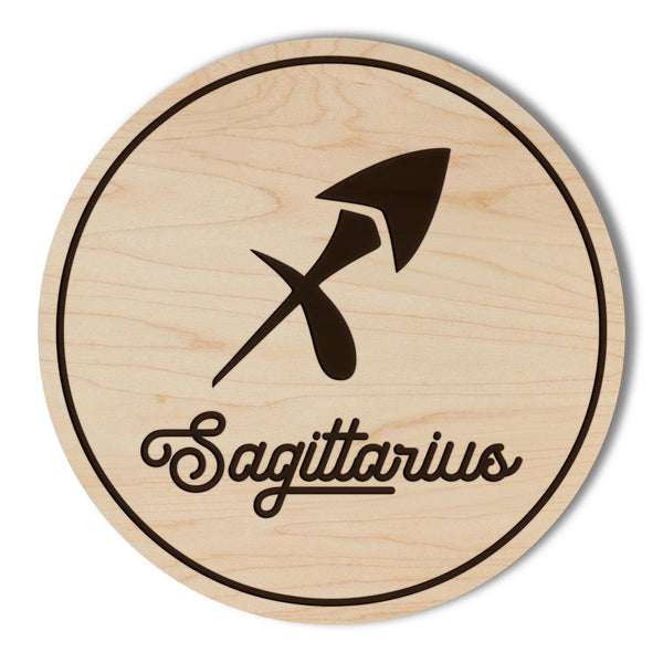 Sagittarius Sign Zodiac Coaster – Crafted from Cherry or Maple Wood