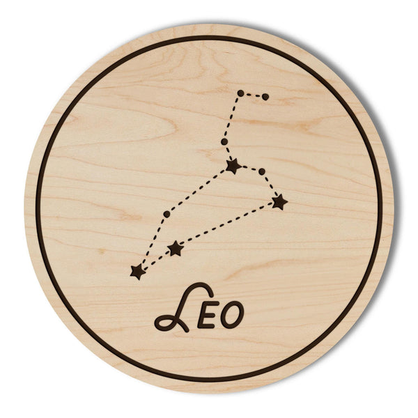 Leo Constellation Zodiac Coaster – Crafted from Cherry or Maple Wood