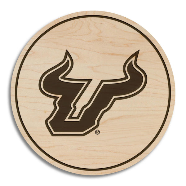 University of South Florida Bulls Coaster – Crafted from Cherry or Maple Wood – USF Bulls