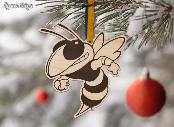 Georgia Tech Yellow Jacket Ornament - Crafted from Cherry or Maple Wood - Georgia Tech Yellow Jackets