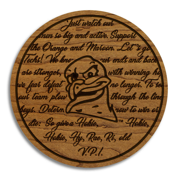 Virginia Tech University Fight Song Coaster – Crafted from Cherry or Maple Wood – Virginia Tech Hokies