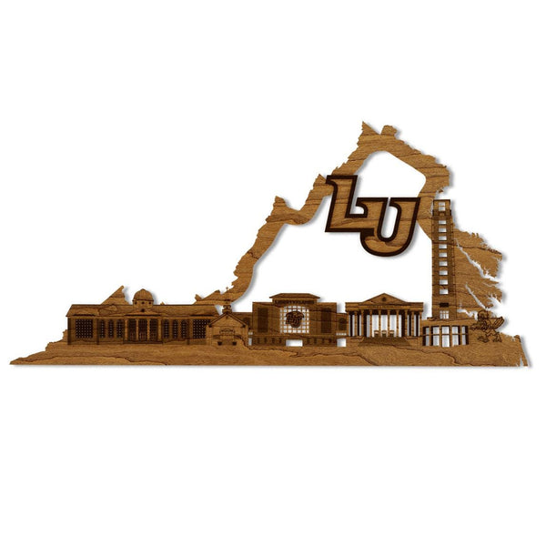 Liberty University Eagle Skyline Wall Hanging - Crafted from Cherry or Maple Wood - Liberty Eagles