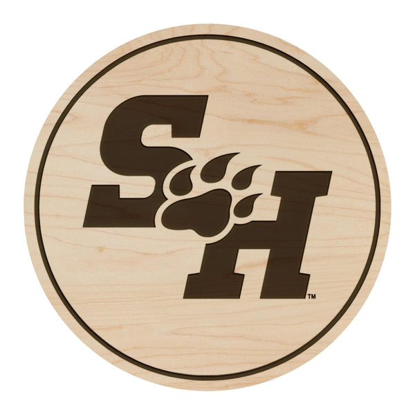 Sam Houston State University Bearkat Coaster – Crafted from Cherry Wood Or Maple Wood – SHSU Bearkats