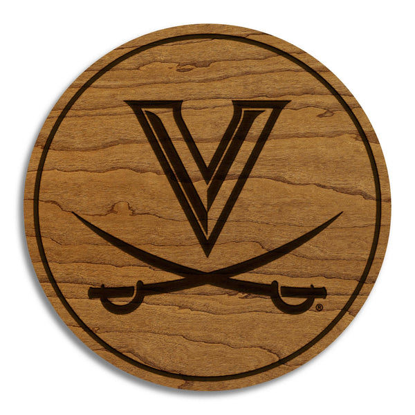 University of Virginia Cavaliers Sabers Coaster – Crafted from Cherry or Maple Wood – Virginia Cavaliers