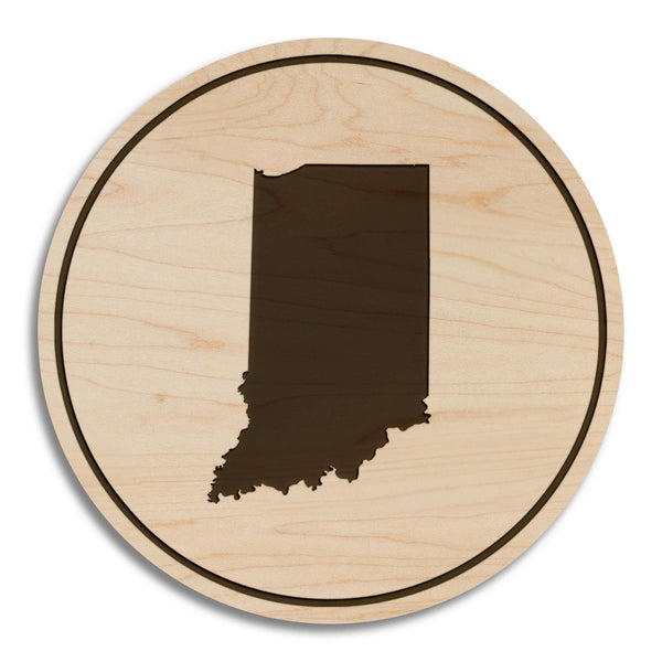Indiana State Map Coaster - Crafted from Cherry or Maple Wood