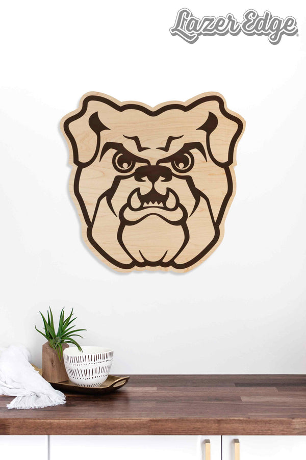 Butler University Bulldog Head Wall Hangings - Crafted from Cherry or Maple Wood -  Butler Bulldogs