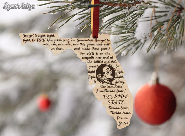 Florida State University Fight Song Ornament – Crafted from Cherry and Maple Wood – Florida State Seminoles
