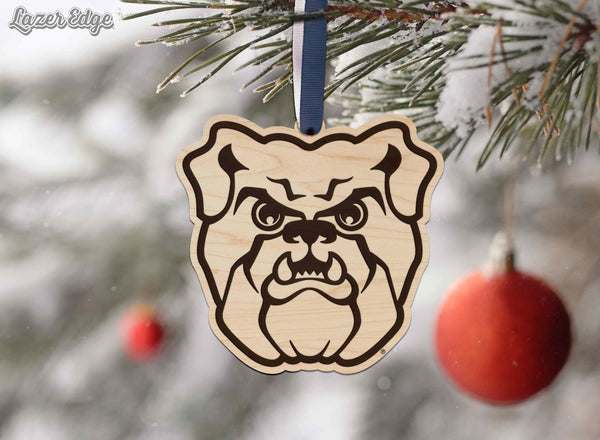 Butler University Bulldog Ornament – Crafted from Cherry and Maple Wood – Butler Bulldogs