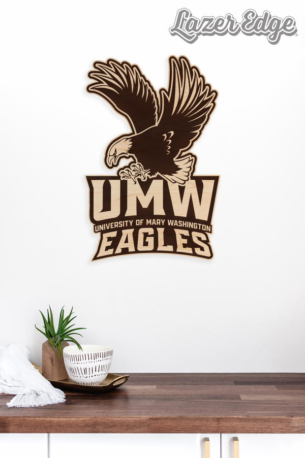 University of Mary Washington Eagles Wall Hanging - Crafted from Cherry and Maple Wood - University of Mary Washington Eagles