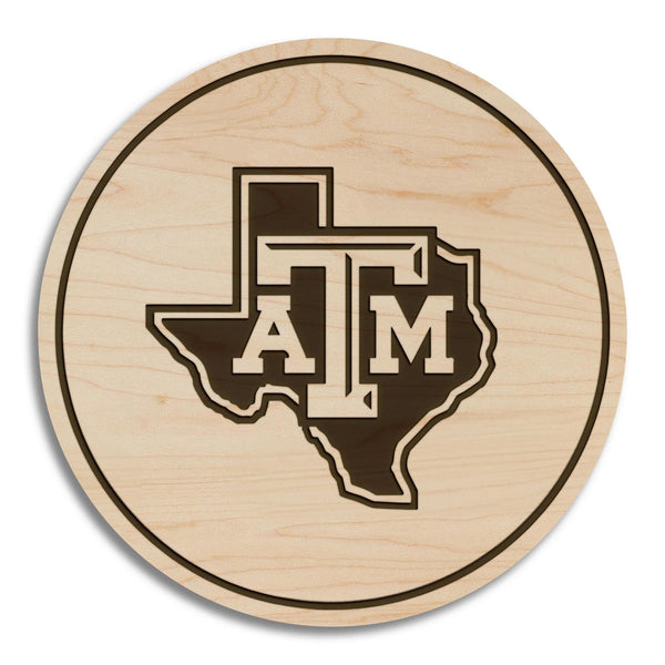 Texas Agricultural and Mechanical University Texas TAM Coaster – Crafted from Cherry or Maple Wood – Texas A & M Aggies
