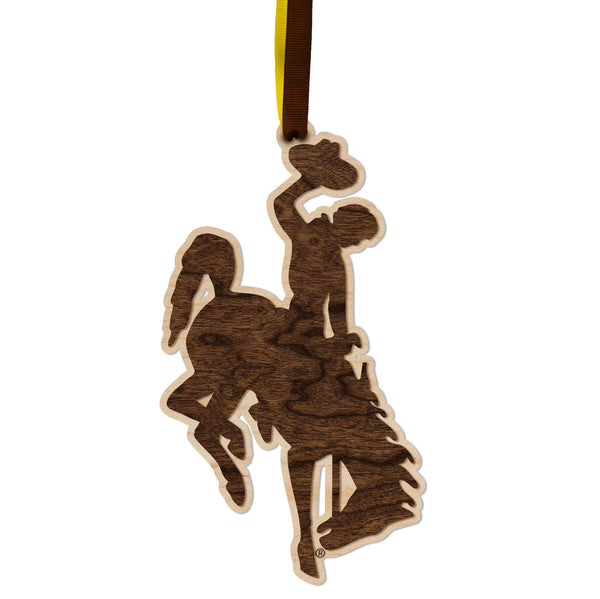 The University of Wyoming Cowboys Ornament – Crafted from Cherry and Maple Wood – Wyoming Cowboys
