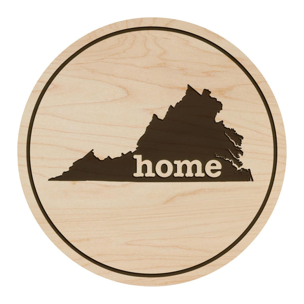 Virginia Home State Map Coaster - Crafted from Cherry or Maple Wood