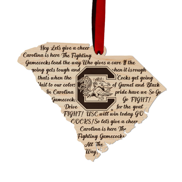University of South Carolina Fight Song Ornament – Crafted from Cherry and Maple Wood – USC Gamecocks