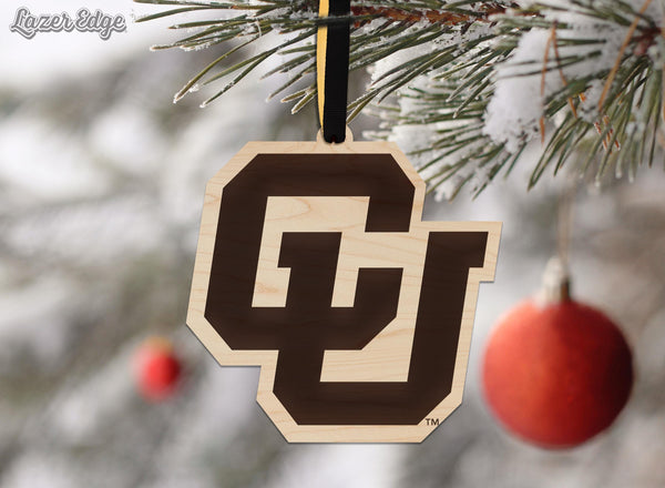 University of Colorado CU Ornament – Crafted from Cherry and Maple Wood – Colorado Buffaloes