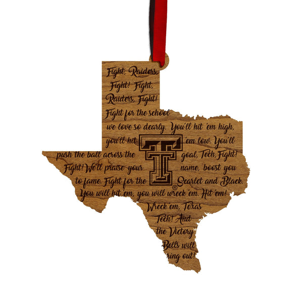 Texas Tech University Fight Song Ornament – Crafted from Cherry and Maple Wood – Texas Tech Red Raiders