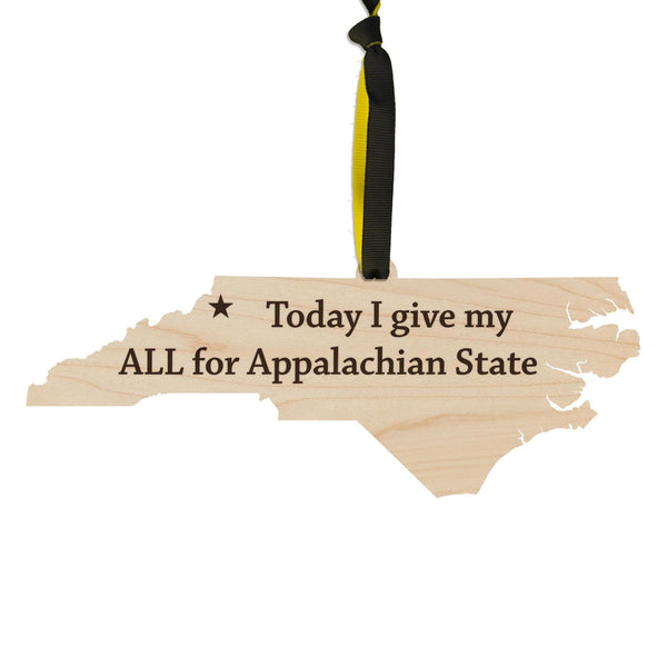 Appalachian State Give My All Ornament – Crafted from Cherry and Maple Wood – App State Mountaineers