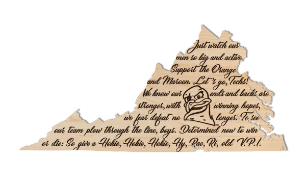 Virginia Tech Fight Song Wall Hanging - Crafted from Cherry and Maple Wood - Virginia Tech Hokies