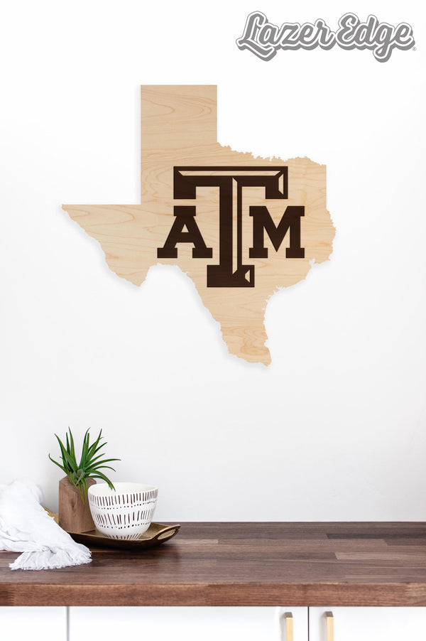 Texas A&M University on State Wall Hanging – Crafted from Cherry and  Maple Wood - TAMU Aggies