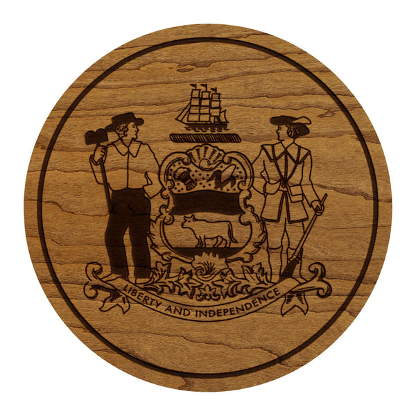 Delaware State Flag Coaster - Crafted from Cherry or Maple Wood