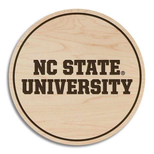 North Carolina State University Wordmark Coaster – Crafted from Cherry or Maple Wood – NC State Wolfpack