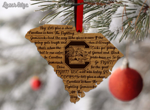 University of South Carolina Fight Song Ornament – Crafted from Cherry and Maple Wood – USC Gamecocks