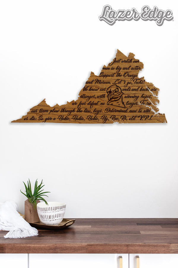 Virginia Tech Fight Song Wall Hanging - Crafted from Cherry and Maple Wood - Virginia Tech Hokies