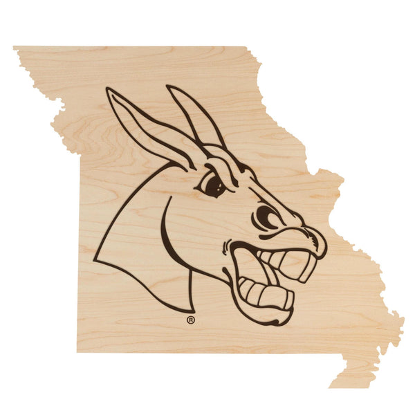 University of Central Missouri Mule on State Wall Hanging – Crafted from Cherry and  Maple Wood - Central Missouri Mules