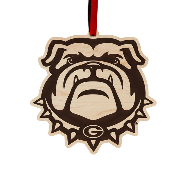 University of Georgia Bulldog Ornament - Crafted from Cherry or Maple Wood - Georgia Bulldogs
