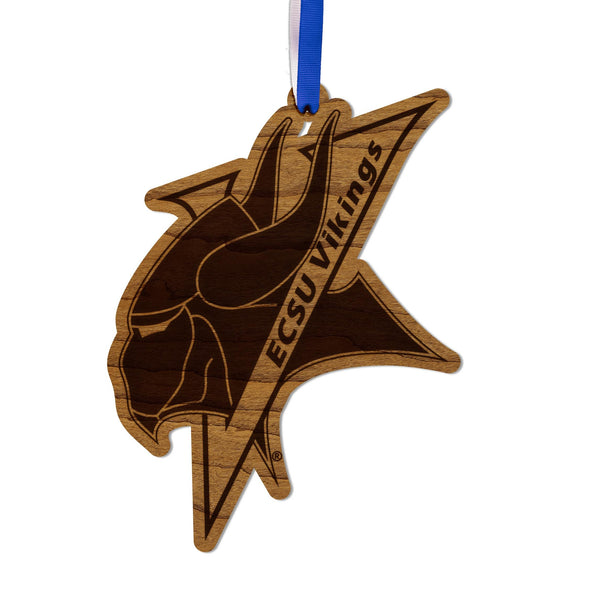 Elizabeth City State University Vikings Ornament – Crafted from Cherry and Maple Wood – ECSU Vikings