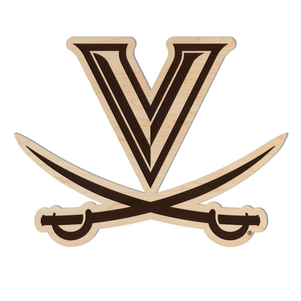 University of Virginia V Sabres Wall Hanging - Crafted from Cherry and Maple Wood - University of Virginia Cavaliers