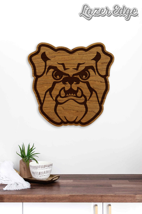 Butler University Bulldog Head Wall Hangings - Crafted from Cherry or Maple Wood -  Butler Bulldogs