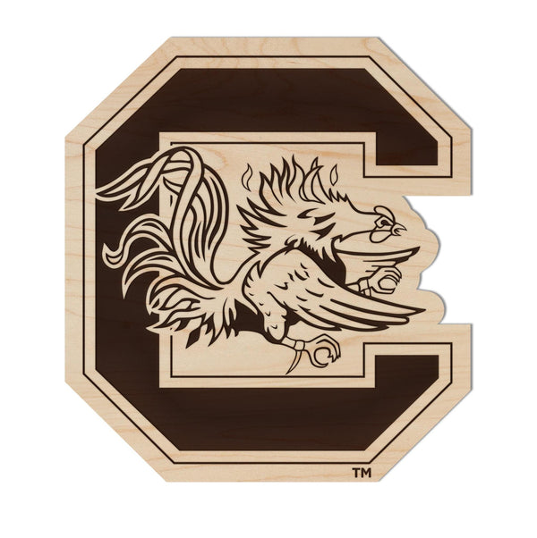 University of South Carolina Block C Gamecock Magnet - Crafted from Cherry or Maple Wood - USC Gamecocks