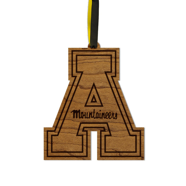 Appalachian State University App A Ornament – Crafted from Cherry and Maple Wood – App State Mountaineers
