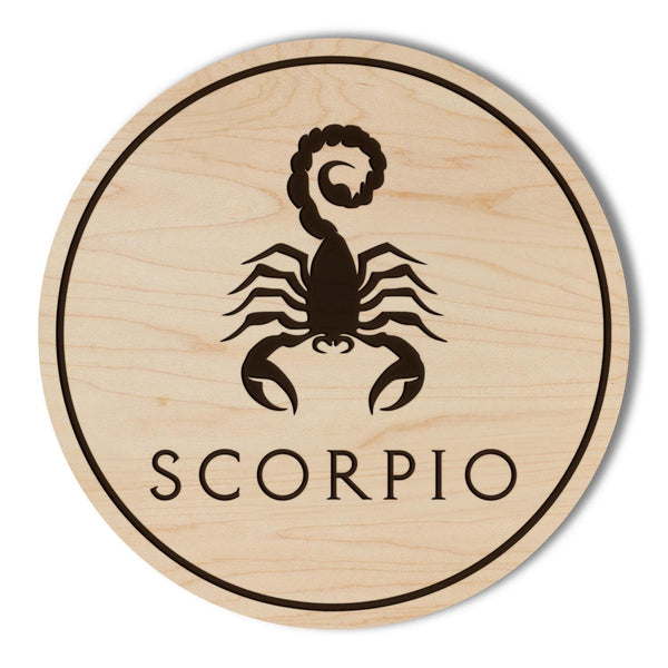 Scorpio Symbol Zodiac Coaster – Crafted from Cherry or Maple Wood