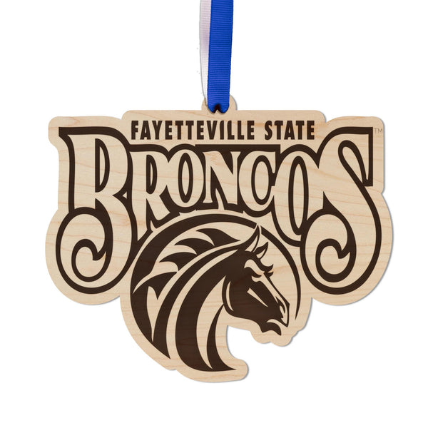 Fayetteville State University Broncos Ornament – Crafted from Cherry and Maple Wood – Fayetteville State Broncos