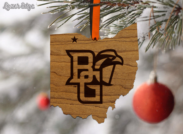 Bowling Green State University Falcons Ornament – Crafted from Cherry and Maple Wood – BGSU Falcons