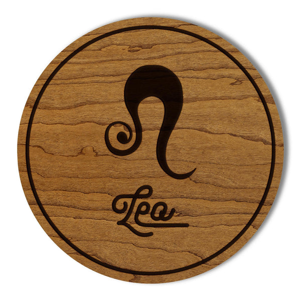 Leo Sign Zodiac Coaster – Crafted from Cherry or Maple Wood