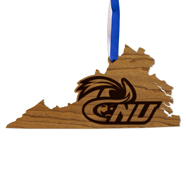 Christopher Newport University Secalt on State Ornament – Crafted from Cherry and Maple Wood – CNU Captains