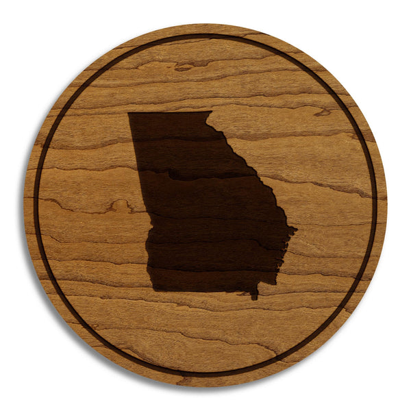 Georgia State Map Coaster - Crafted from Cherry or Maple Wood