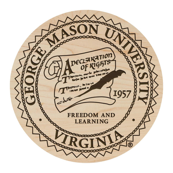 George Mason University Seal Coaster – Crafted from Cherry or Maple Wood – George Mason Patriots