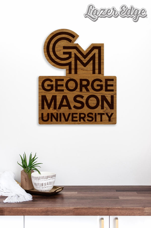 George Mason University Logo Wall Hanging - Crafted from Cherry and Maple Wood - George Mason Patriots