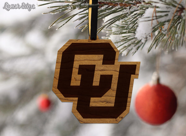 University of Colorado CU Ornament – Crafted from Cherry and Maple Wood – Colorado Buffaloes
