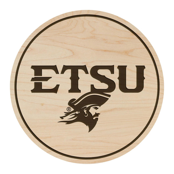 East Tennessee State University Buccaneer Coaster – Crafted from Cherry or Maple Wood – ETSU Buccaneers