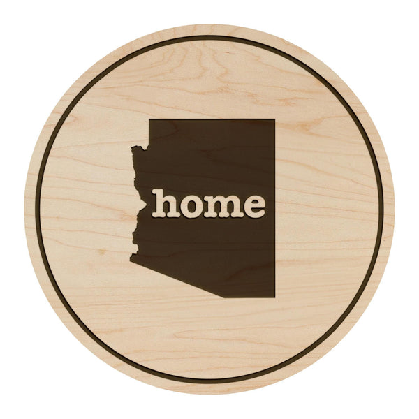Arizona Home State Map Coaster - Crafted from Cherry or Maple Wood