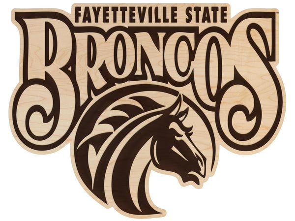 Fayetteville State University Broncos Wall Hanging - Crafted from Cherry or Maple Wood -  Fayetteville State Broncos