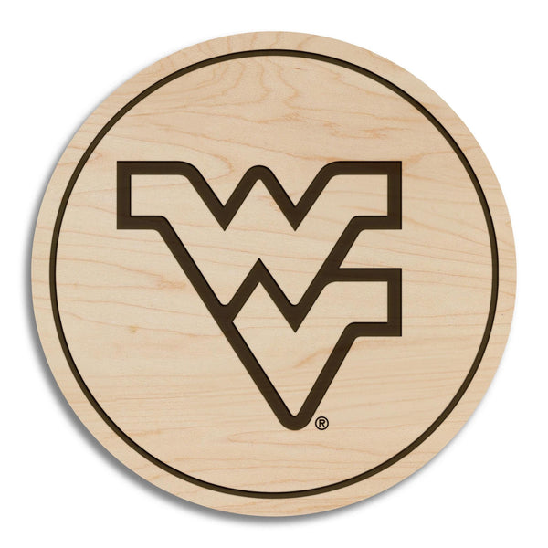 West Virginia Flying WV Coaster – Crafted from Cherry or Maple Wood – West Virginia Mountaineers