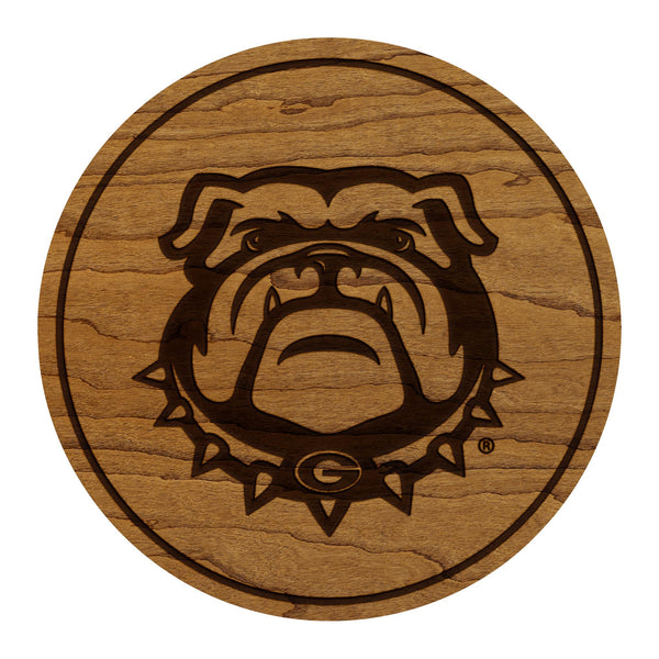 University of Georgia Bulldog Coaster – Crafted from Cherry or Maple Wood – Georgia Bulldog