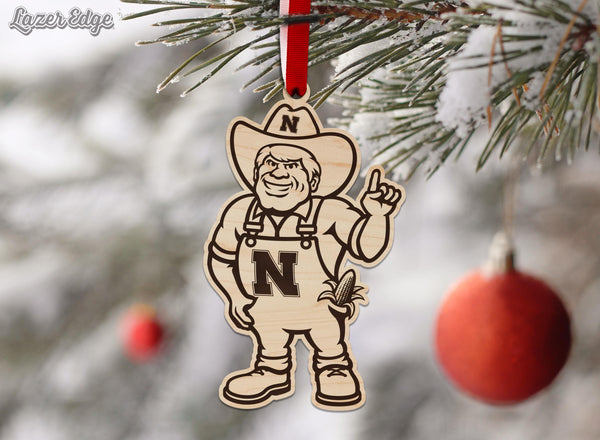 University of Nebraska Herbie Husker Ornament - Crafted from Cherry or Maple Wood - Nebraska Huskers