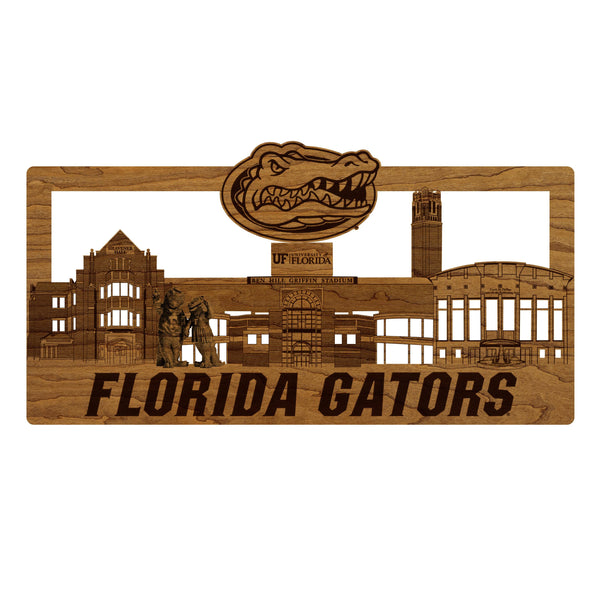 University of Florida Skyline Wall Hanging - Crafted from Cherry or Maple Wood - Florida Gators
