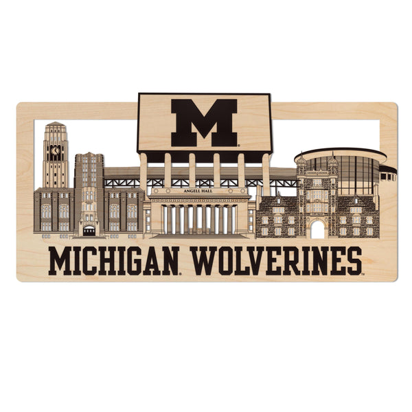 University of Michigan Skyline Wall Hanging - Crafted from Cherry or Maple Wood